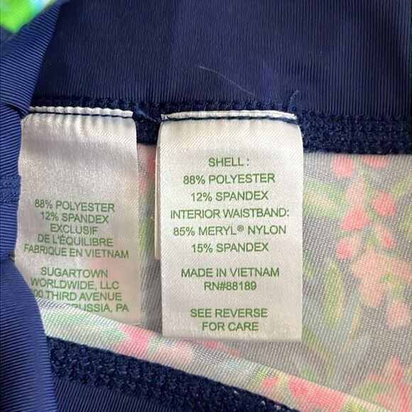 Lilly Pulitzer Luxletic Low Tide Navy Garden Cropped Leggings Sz Small - Picture 7 of 9